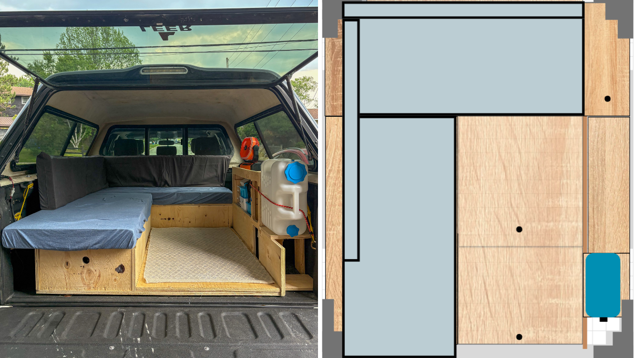 DIY Truck Camper Build with Sectional Couch and Full Sized Bed